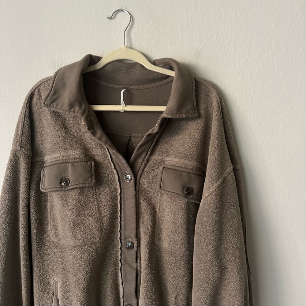 FREE PEOPLE
Ruby Oversized Shirt Jacket in Army Taupe M - Picture 12 of 14